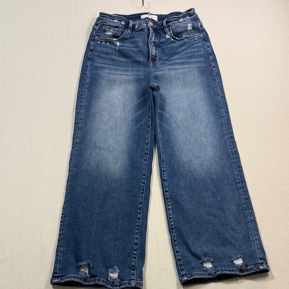 RISEN jEANS Stylish Distressed Blue Flare Jeans